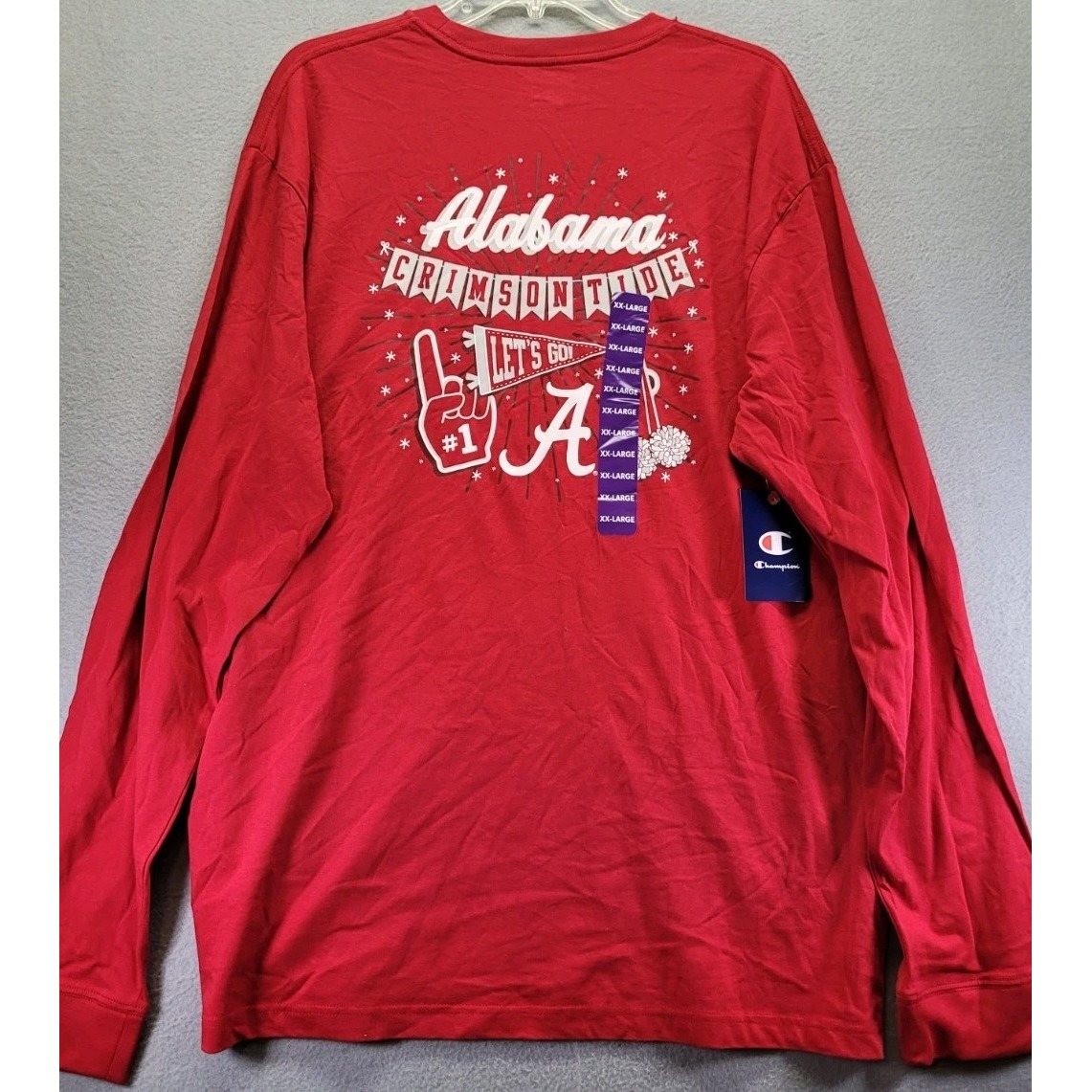 New Alabama Crimson Roll Tide Champion Red Ls Crew Neck T-Shirt Men's Size Xxl